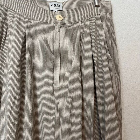 Esby Apparel Copal Stripe Nikita Wide Leg Pleated Cropped Pants Women's Size 4 - Picture 3 of 8